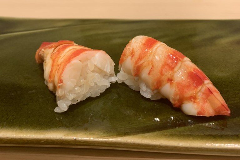 Two kuruma-ebi tiger prawn nigiri