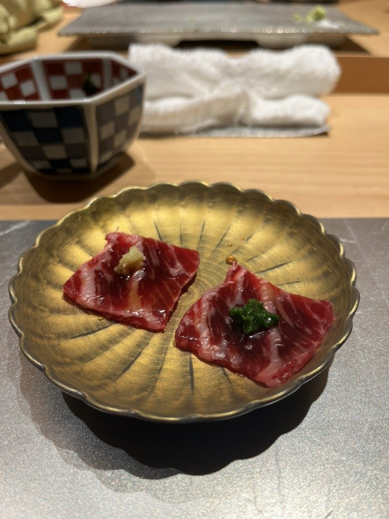 A tsumami of whale meat at Sushi Ei