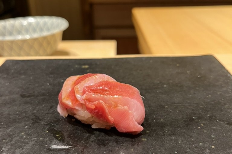 A chutoro nigiri, medium-fatty tuna with light marbling